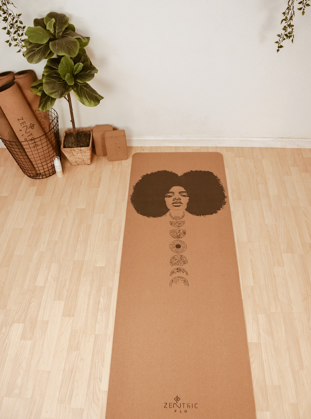 Afro Moon Cork Yoga Mat Set